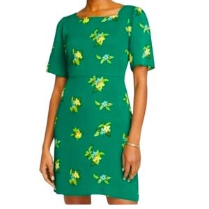 Ann Taylor Factory Green/Yellow Floral Dress Size 10